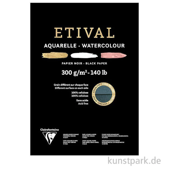 Artikelbild 1 des Artikels “Clairefontaine ETIVAL Aquarellblock - Schwarz, 300 g, 15 Blatt “