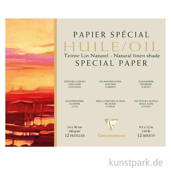 Artikelbild 1 des Artikels “Clairefontaine Ölmalpapier, natürlicher Leinenfarbton, 240g, 12 Blatt “
