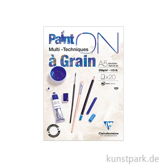 Artikelbild 1 des Artikels “Clairefontaine Paint'ON Papier à Grain, Rau, 250 g DIN A5 (20 Blatt)“