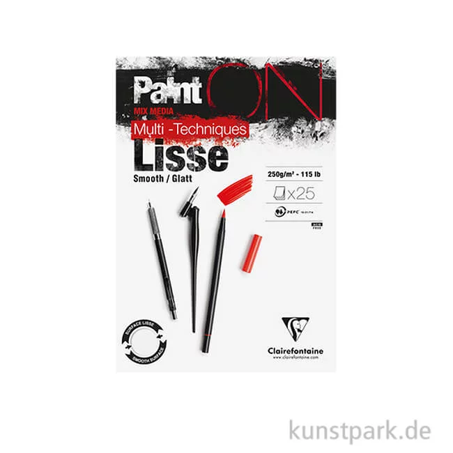 Artikelbild 1 des Artikels “Clairefontaine Paint'ON Papier Lisse, Glatt, 250g DIN A5 (25 Blatt)“