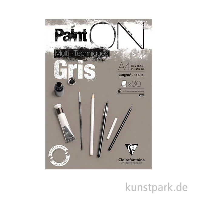 Artikelbild 1 des Artikels “Clairefontaine Paint'ON Papier - Gris, 250 g, 20 Blatt DIN A4“