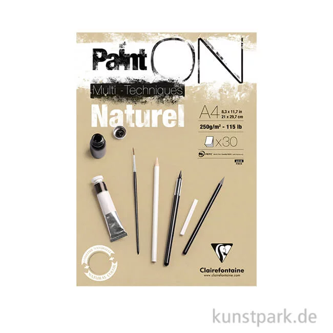 Artikelbild 1 des Artikels “Clairefontaine Paint'ON Papier - Naturel, 250 g, 30 Blatt DIN A4“