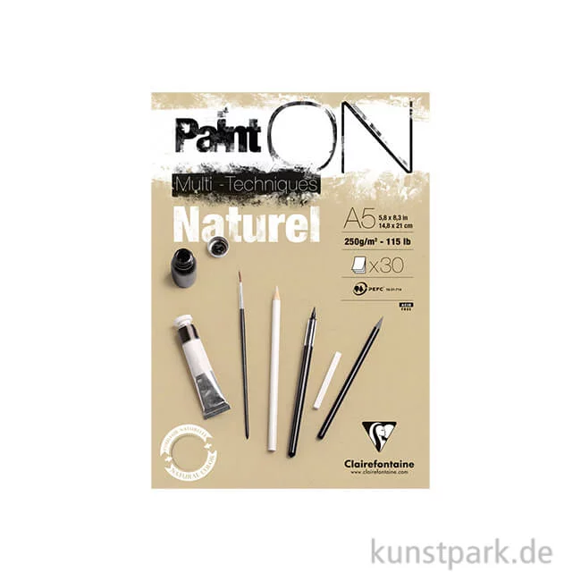 Artikelbild 1 des Artikels “Clairefontaine Paint'ON Papier - Naturel, 250 g, 30 Blatt DIN A5“