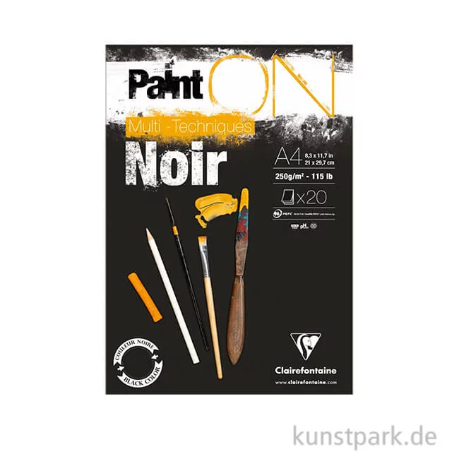 Artikelbild 1 des Artikels “Clairefontaine Paint'ON Papier - Noir, 250 g, 20 Blatt DIN A4“