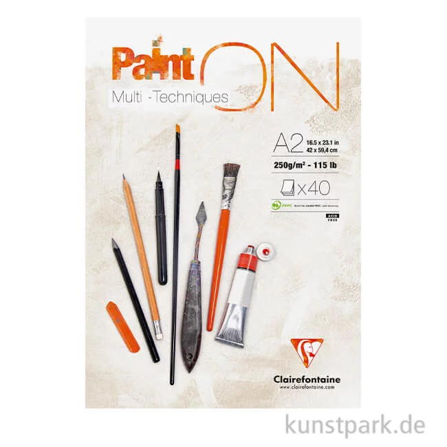 Artikelbild 1 des Artikels “Clairefontaine Paint'ON Papier, 250 g DIN A2 (40 Blatt)“