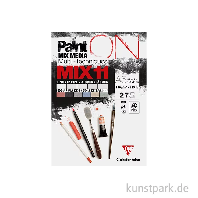 Artikelbild 1 des Artikels “Clairefontaine Paint'ON Papier, Mixed Media, MIX 11, 250g, 27 Blatt DIN A5“