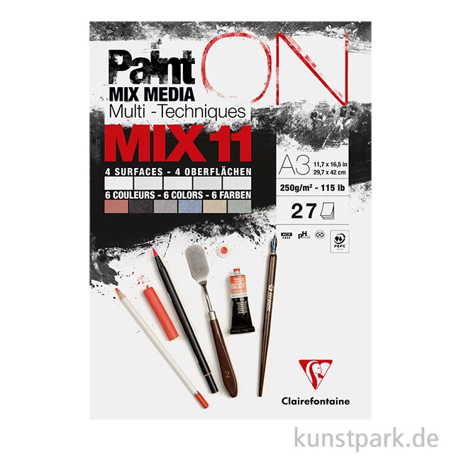 Artikelbild 1 des Artikels “Clairefontaine Paint'ON Papier, Mixed Media, MIX 11, 250g, 27 Blatt “