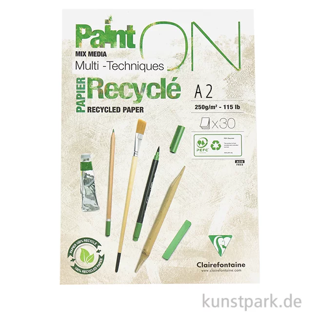 Artikelbild 1 des Artikels “Clairefontaine Paint'ON Papier Recycled, 250g DIN A2 (30 Blatt)“