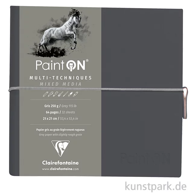Artikelbild 1 des Artikels “Clairefontaine Paint'ON Buch - 32 Blatt, Grau, 250 g/m², 19 x 19 cm “