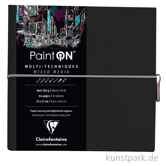 Artikelbild 1 des Artikels “Clairefontaine Paint'ON Buch - 32 Blatt, Schwarz, 250 g/m², 19 x 19 cm “