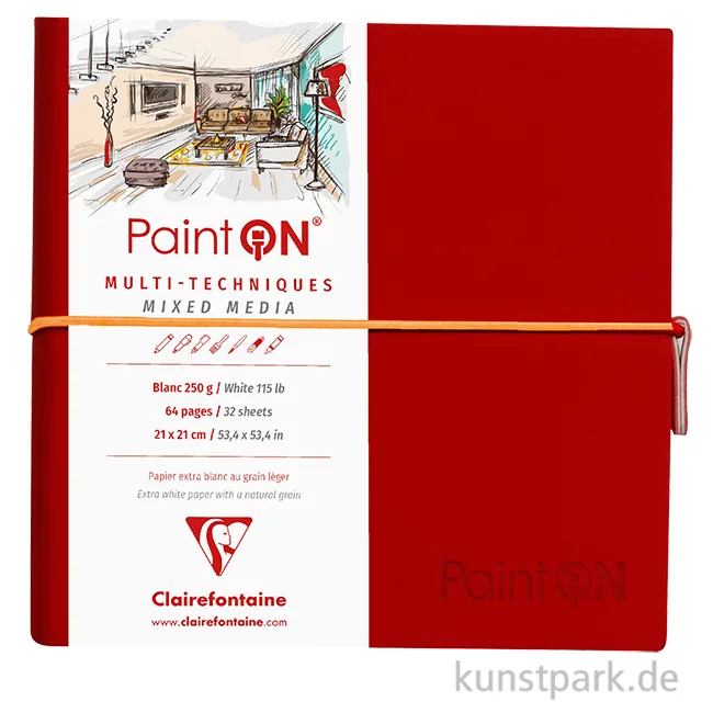 Artikelbild 1 des Artikels “Clairefontaine Paint'ON Buch - 32 Blatt, Weiß, 250 g/m², 19 x 19 cm “