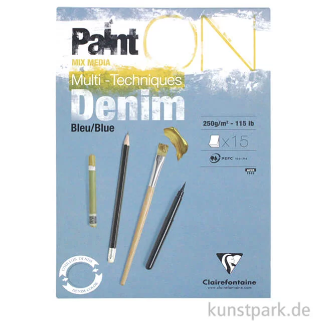 Artikelbild 1 des Artikels “Clairefontaine Paint'ON Papier - Denim, 250g, 15 Blatt “