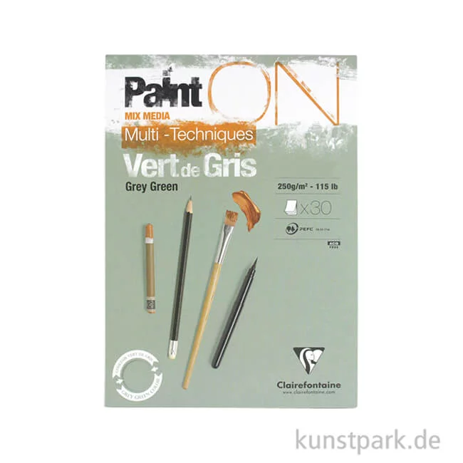 Artikelbild 1 des Artikels “Clairefontaine Paint'ON Papier - Grün-Grau, 250g, 30 Blatt DIN A4“