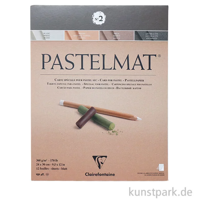 Artikelbild 1 des Artikels “Clairefontaine Pastelmat - 4-farbig Weiß, Braun, Sienna, Anthrazit, 24 x 30 cm “
