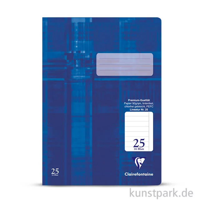 Artikelbild 1 des Artikels “Clairefontaine Schulheft DIN A4, 16 Blatt, 90g, Lin. 25, liniert mit Rand “