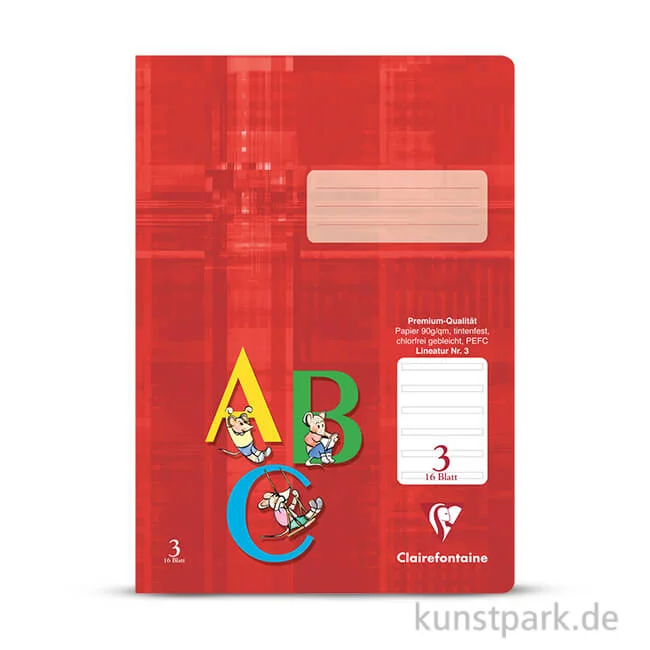 Artikelbild 1 des Artikels “Clairefontaine Schulheft DIN A4, 16 Blatt, 90g, Lin. 3, liniert “