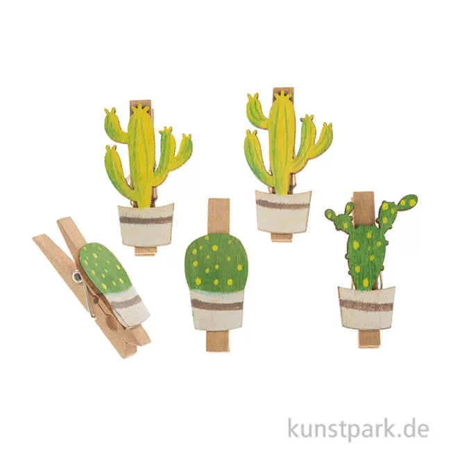 Artikelbild 1 des Artikels “Clip mit Kaktus, Holz, 4 Stück 4,5x2,5cm “
