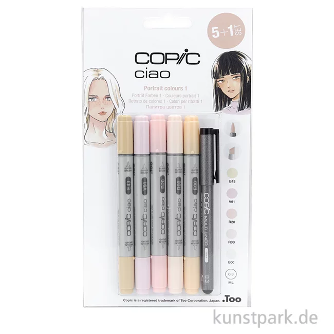 Artikelbild 1 des Artikels “COPIC ciao Set 5+1 - Hautfarben “