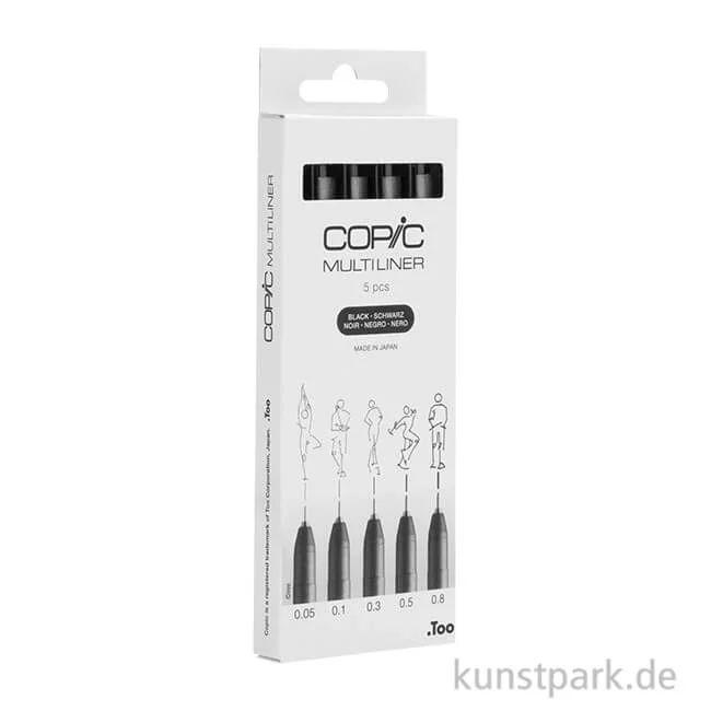 Artikelbild 1 des Artikels “COPIC Multiliner Set - Schwarz, 5 Strichstärken, 0,05-0,8 mm “