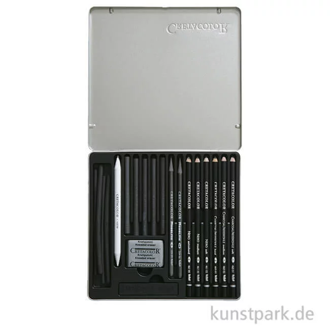 Artikelbild 1 des Artikels “Cretacolor BLACK BOX - 20 teiliges Kohleset im Metalletui “