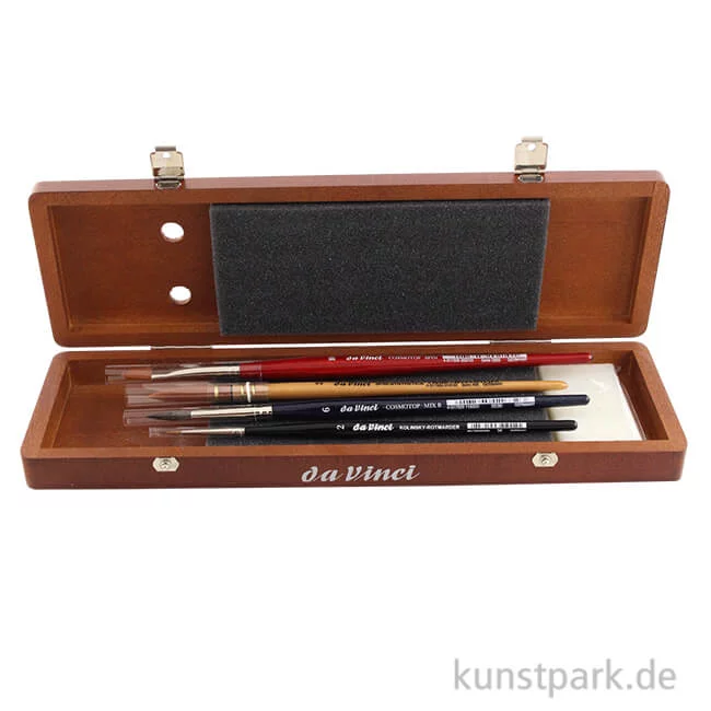 Artikelbild 1 des Artikels “da Vinci Aquarellpinsel Set, 4 Künstlerpinsel im Holzkasten, Nussbaum “