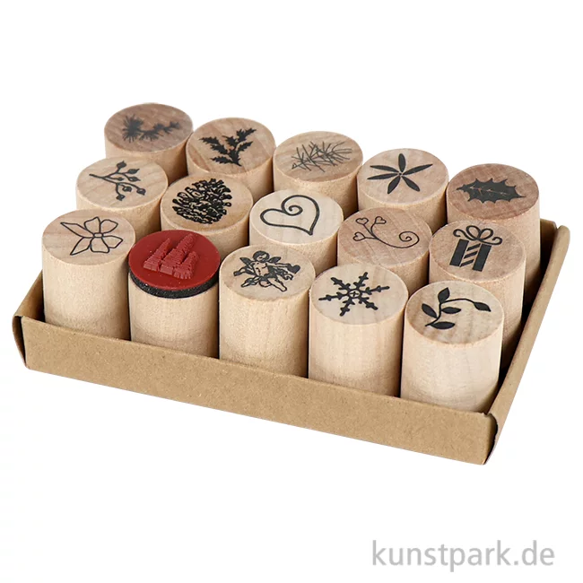 Artikelbild 1 des Artikels “Deco Art Stempel - Weihnachten, Holz, 20 mm, 15 Stück sortiert “