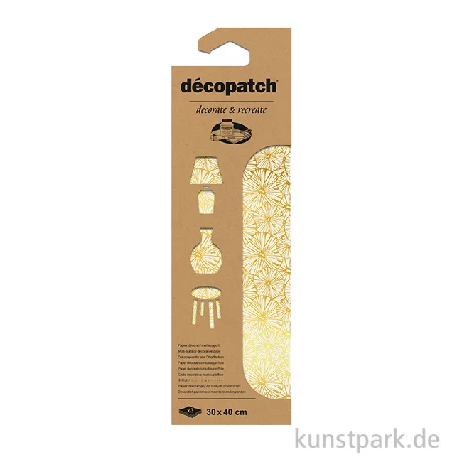 Artikelbild 1 des Artikels “DECOPATCH Papier 790 Blumen Gold-Weiß, 3 Stück “