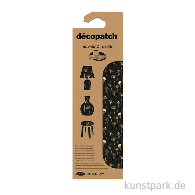 Artikelbild 1 des Artikels “DECOPATCH Papier 888 Blumen Gold-Schwarz, 3 Stück “