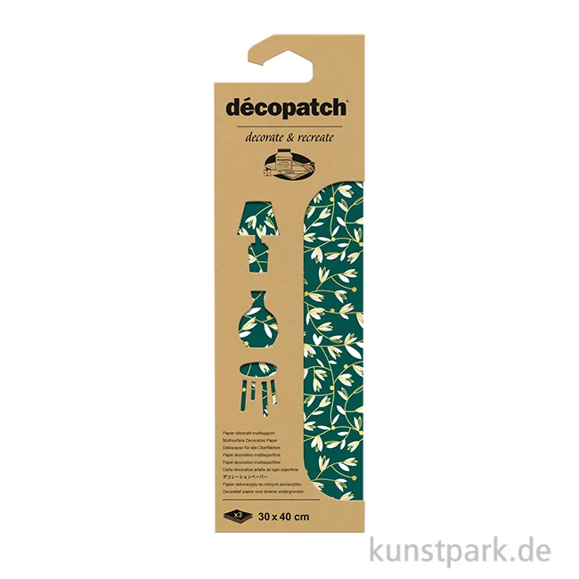 Artikelbild 1 des Artikels “DECOPATCH Papier 938 Blumen Gold-Grün, 3 Stück “