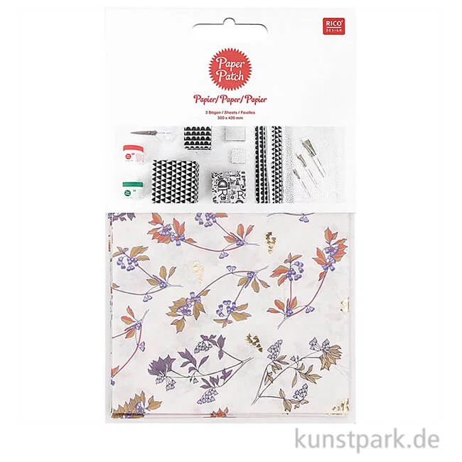 Artikelbild 1 des Artikels “Decoupage Papier - Blumen mit Goldfolie, 3 Stück “