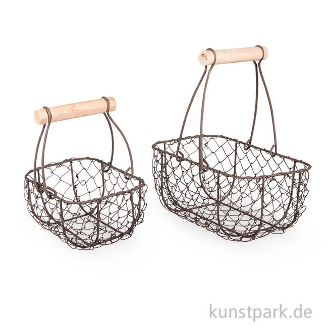 Artikelbild 1 des Artikels “Deko-Metall-Korb - mit Holzgriff, 2 Stück “