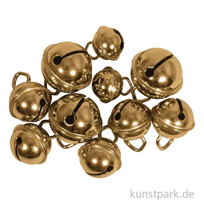 Artikelbild 1 des Artikels “Deko-Metallglöckchen zum Basteln, Gold, 11 / 15 / 19 mm, 10 Stück “