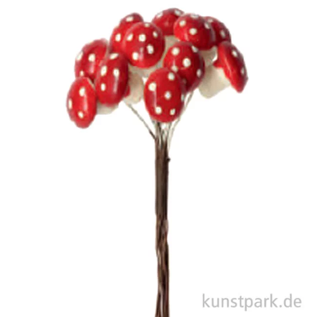 Artikelbild 1 des Artikels “Deko Pilze mit Draht, Rot, 12 Stück, 1,6 x 2 cm “