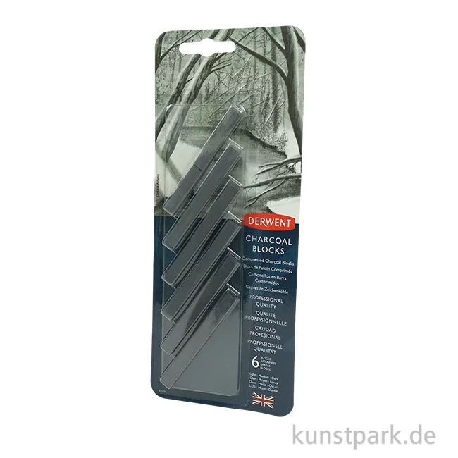Artikelbild 1 des Artikels “Derwent CHARCOAL, 6 gepresste Kohlestäbe mit 3 verschiedenen Härten “
