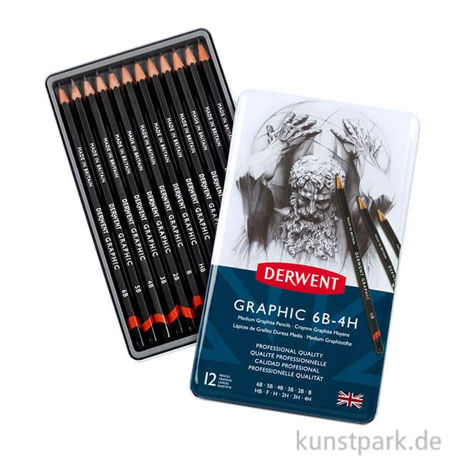 Artikelbild 1 des Artikels “Derwent GRAPHIC Designer 12 Bleistifte im Metalletui, Härte 6B bis 4H “