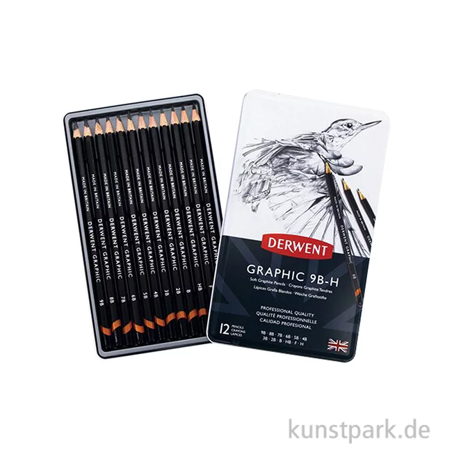 Artikelbild 1 des Artikels “Derwent GRAPHIC Sketching 12 Bleistifte im Metalletui, Härte 9B bis H “