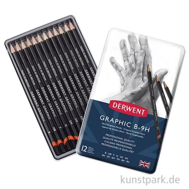 Artikelbild 1 des Artikels “Derwent GRAPHIC Technical 12 Bleistifte im Metalletui, Härte B bis 9H “