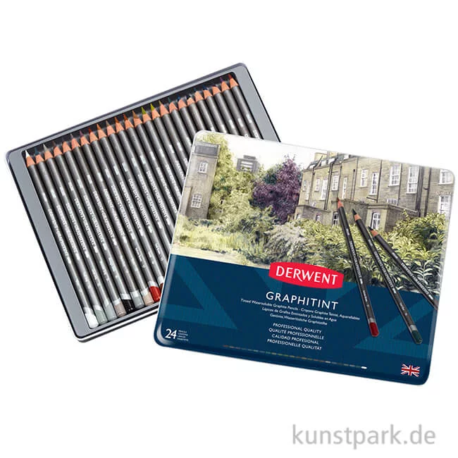 Artikelbild 1 des Artikels “Derwent GRAPHITINT, 24 Tinten-Graphitstifte im Metalletui “