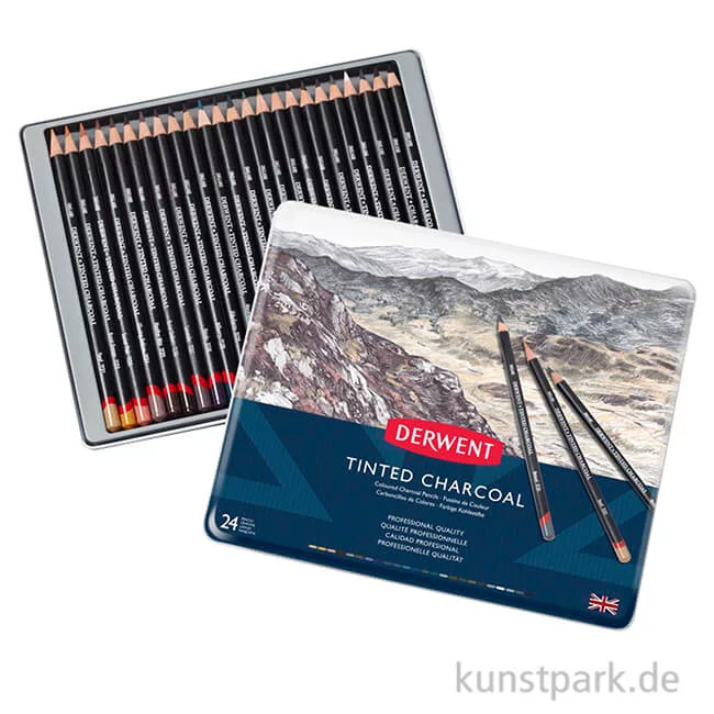 Artikelbild 1 des Artikels “Derwent TINTED Charcoal, 24 Tinten-Kohlestifte im Metalletui “