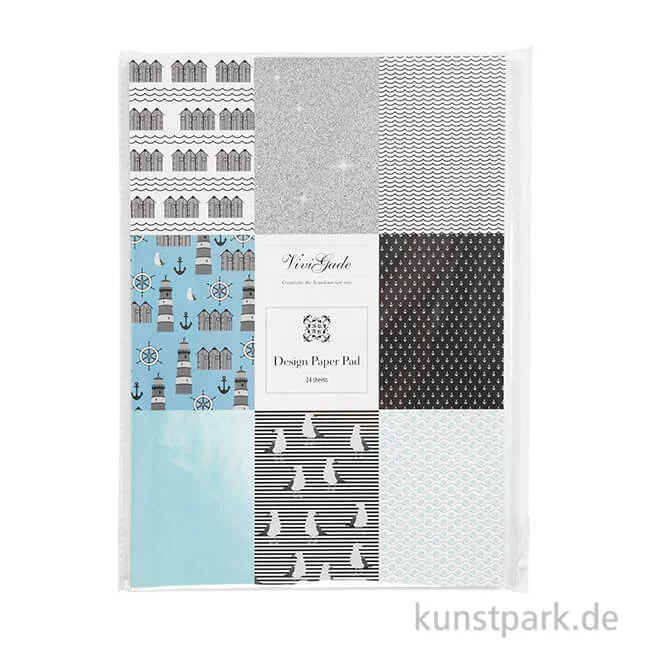 Artikelbild 1 des Artikels “Design-Papier Block - Blau-Grau-Weiß-Schwarz, 24 Blatt, 120 g “