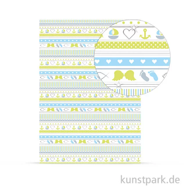 Artikelbild 1 des Artikels “Designkarton Meine Taufe - Jungen Streifen, DIN A4, 200 g “