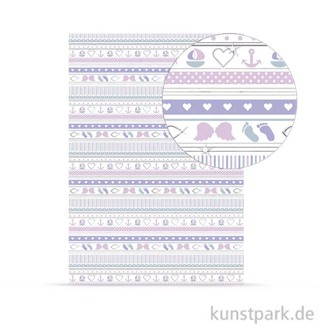 Artikelbild 1 des Artikels “Designkarton Meine Taufe - Mädchen Streifen, DIN A4, 200 g “