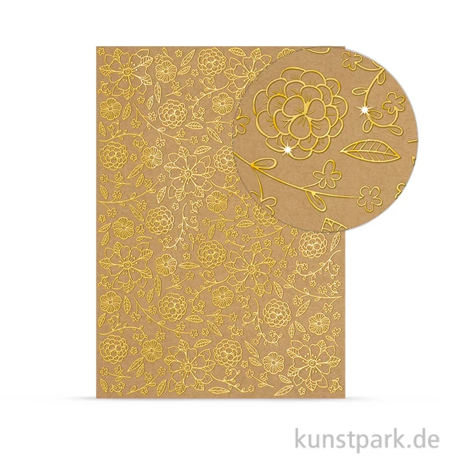 Artikelbild 1 des Artikels “Designkarton Selection - Blumen gold, DIN A4, 250 g “