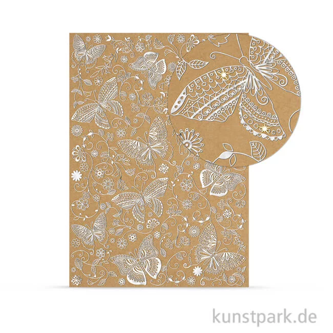 Artikelbild 1 des Artikels “Designkarton Selection - Schmetterlinge silber, DIN A4, 250 g “