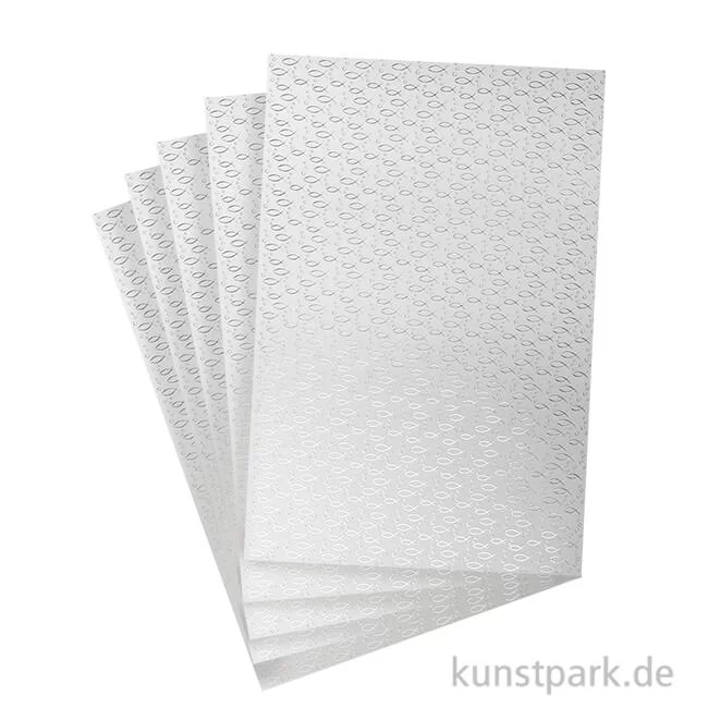 Artikelbild 1 des Artikels “Designkarton Silber - Christliche Fische, DIN A4, 5 Blatt, 200g “