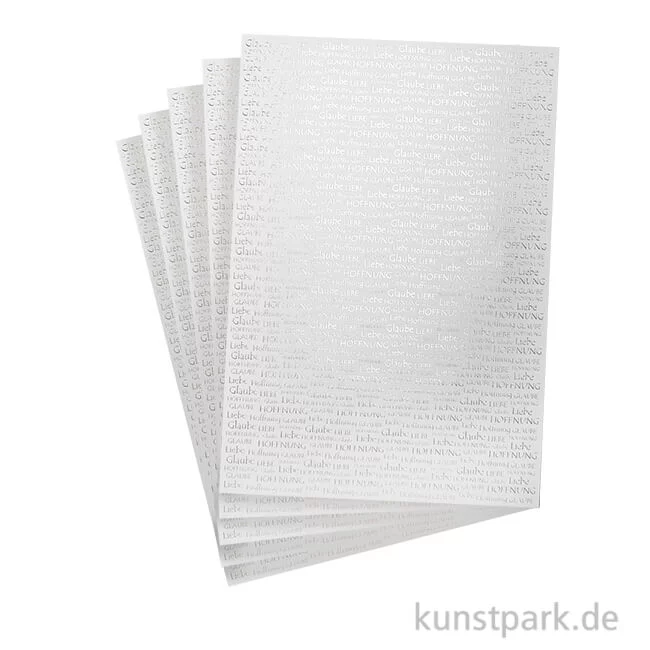 Artikelbild 1 des Artikels “Designkarton Silber - Liebe, Glaube, Hoffnung, DIN A4, 5 Blatt, 200g “