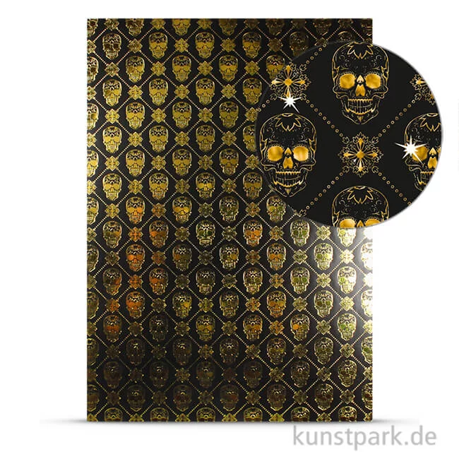 Artikelbild 1 des Artikels “Designkarton Skull - Gold, DIN A4, 200g “