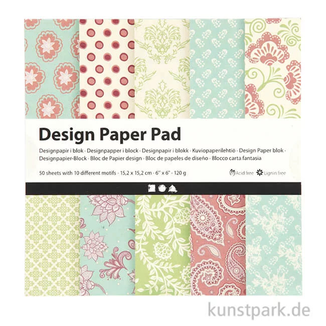 Artikelbild 1 des Artikels “Designpapier-Block Flieder 50 Blätter mit 10 Motiven “