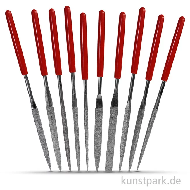 Artikelbild 1 des Artikels “Diamantsteinfeilen 10er-Set, gerade mit Plastikgriff, Profiqualität “