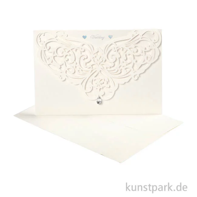 Artikelbild 1 des Artikels “Doppelkarte mit feinem Ausschnitt & Umschlag, 12 x 17,7 cm, 5 Stück - creme “